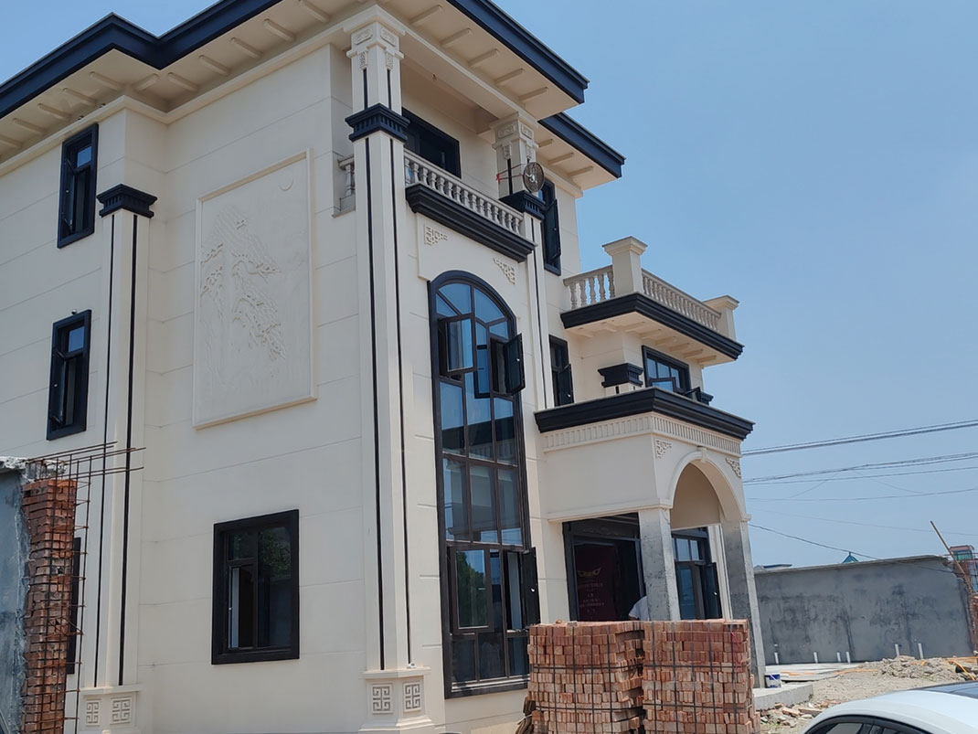 别墅外墙装修现场实拍图